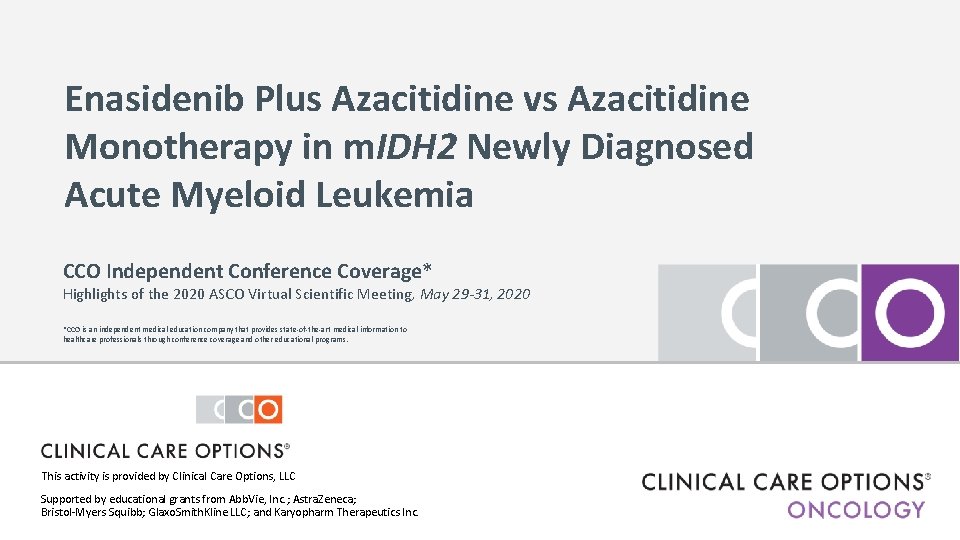 Enasidenib Plus Azacitidine vs Azacitidine Monotherapy in m. IDH 2 Newly Diagnosed Acute Myeloid