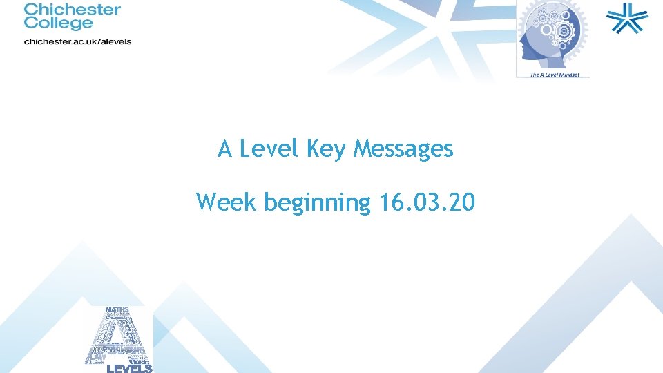 A Level Key Messages Week beginning 16. 03. 20 