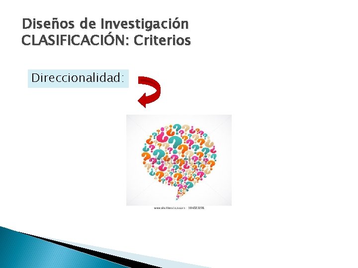 Diseños de Investigación CLASIFICACIÓN: Criterios Direccionalidad: 