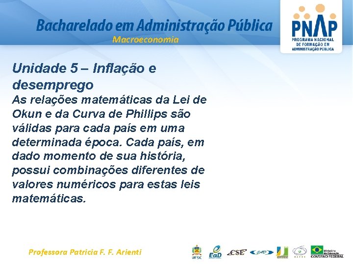 Macroeconomia Unidade 5 – Inflação e desemprego As relações matemáticas da Lei de Okun