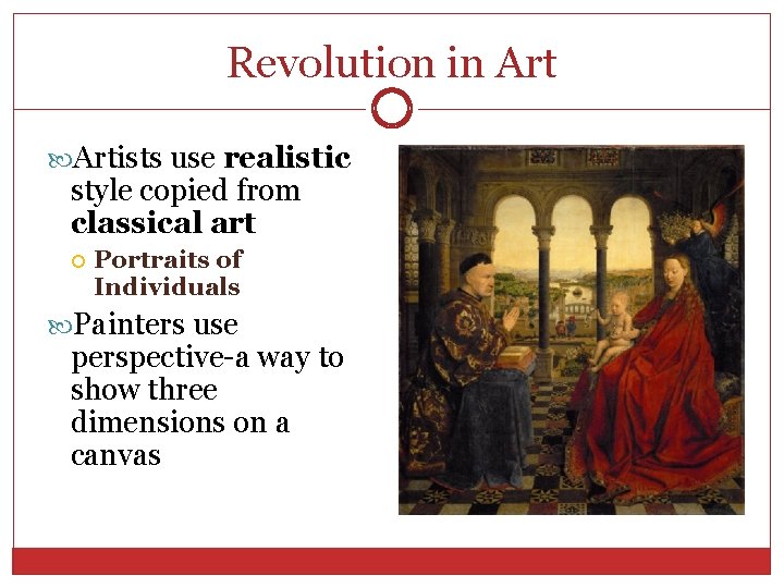 Revolution in Artists use realistic style copied from classical art Portraits of Individuals Painters