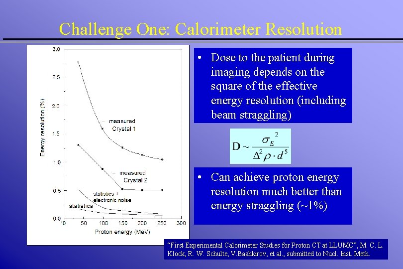 Challenge One: Calorimeter Resolution • Dose to the patient during imaging depends on the Challenge One: Calorimeter Resolution • Dose to the patient during imaging depends on the
