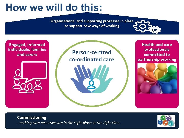 How we will do this: Organisational and supporting processes in place to support new