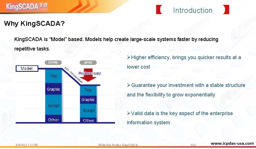 Introduction Why King. SCADA? King. SCADA is “Model” based. Models help create large-scale systems Introduction Why King. SCADA? King. SCADA is “Model” based. Models help create large-scale systems