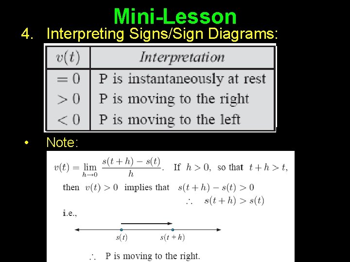 Mini-Lesson 4. Interpreting Signs/Sign Diagrams: • Note: Jim Napolitano: BSGE HS DP Math 