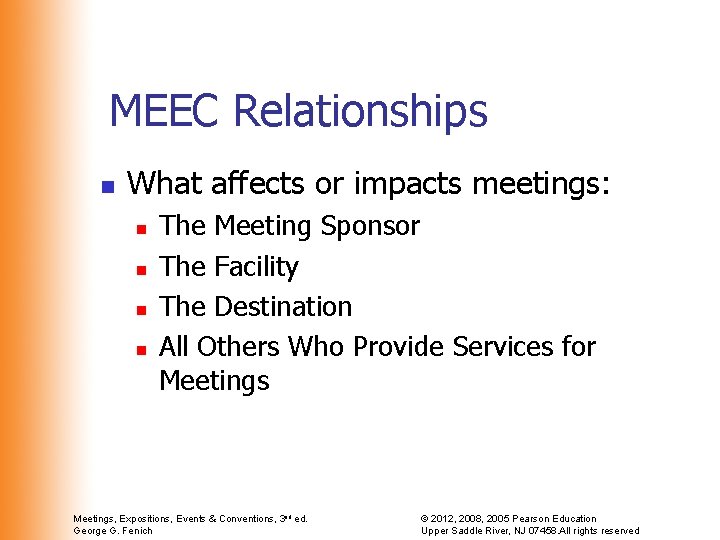 MEEC Relationships n What affects or impacts meetings: n n The Meeting Sponsor The MEEC Relationships n What affects or impacts meetings: n n The Meeting Sponsor The