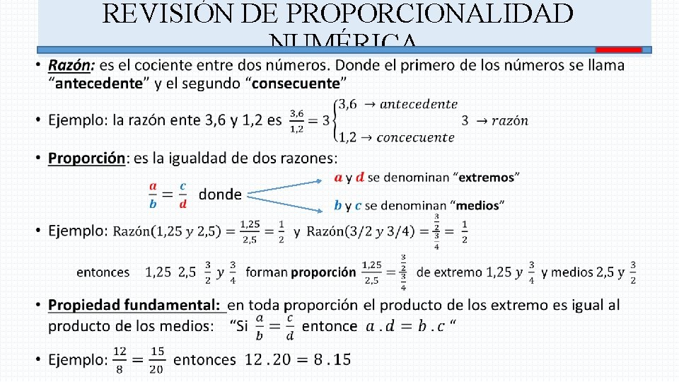  • REVISIÓN DE PROPORCIONALIDAD NUMÉRICA 