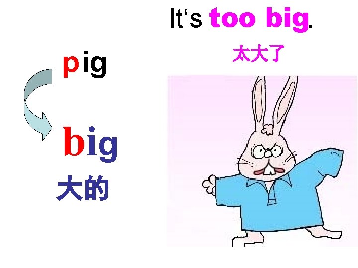 It‘s too big. p ig big 大的 太大了 