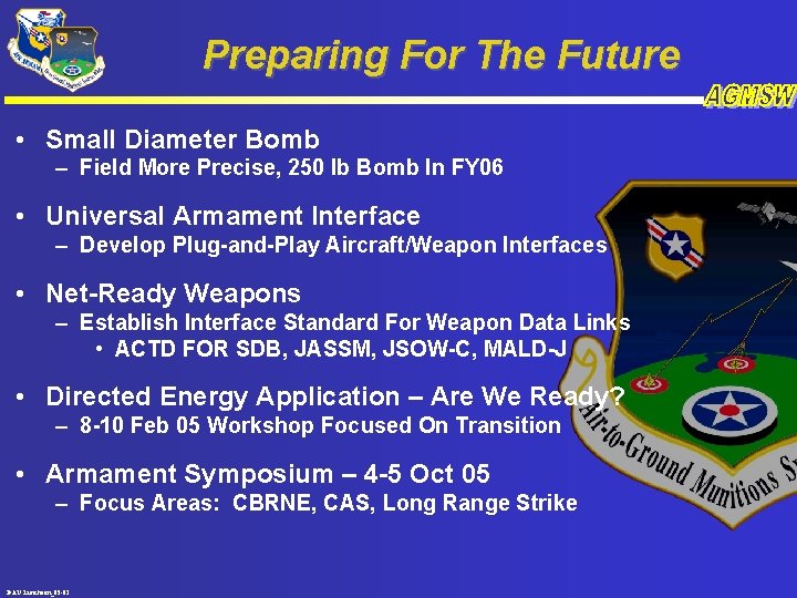 Preparing For The Future • Small Diameter Bomb – Field More Precise, 250 lb