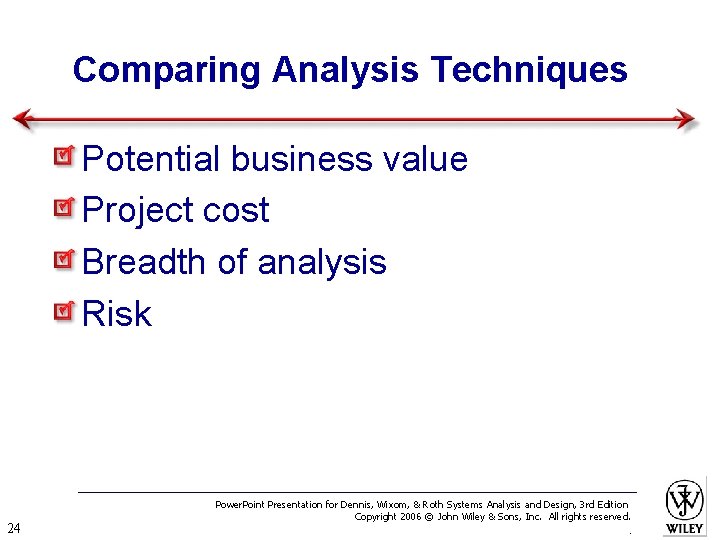 Comparing Analysis Techniques Potential business value Project cost Breadth of analysis Risk 24 Power.