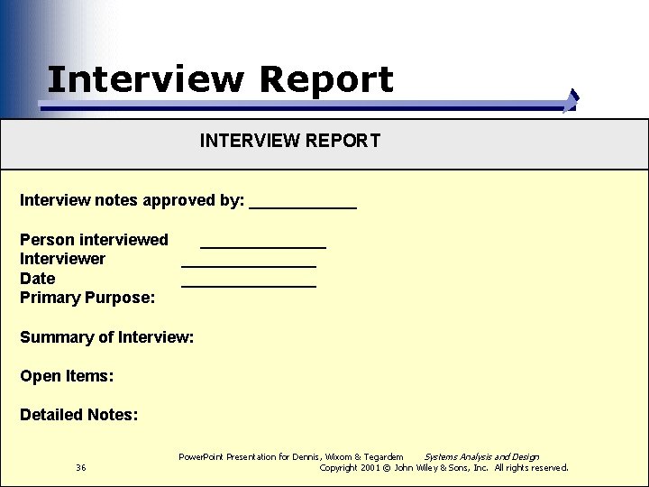 Interview Report INTERVIEW REPORT Interview notes approved by: ______ Person interviewed _______ Interviewer ________