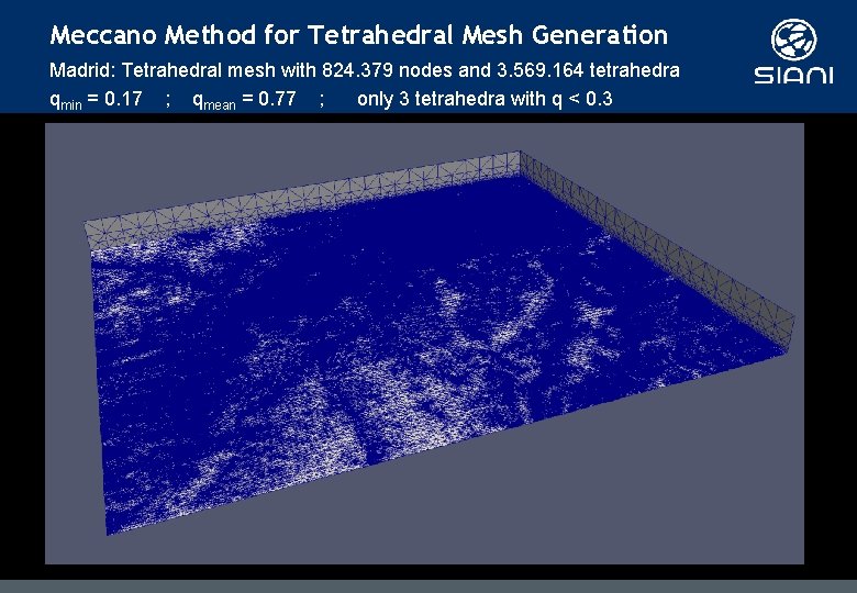 Meccano Method for Tetrahedral Mesh Generation Madrid: Tetrahedral mesh with 824. 379 nodes and Meccano Method for Tetrahedral Mesh Generation Madrid: Tetrahedral mesh with 824. 379 nodes and
