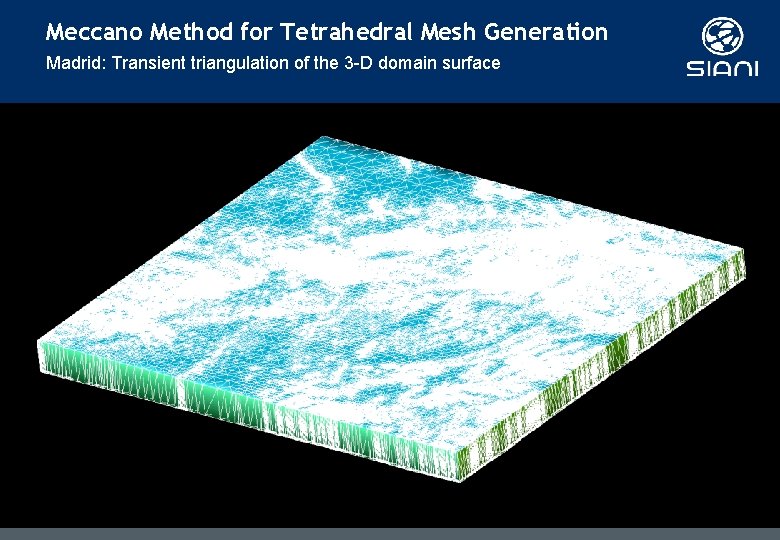 Meccano Method for Tetrahedral Mesh Generation Madrid: Transient triangulation of the 3 -D domain Meccano Method for Tetrahedral Mesh Generation Madrid: Transient triangulation of the 3 -D domain
