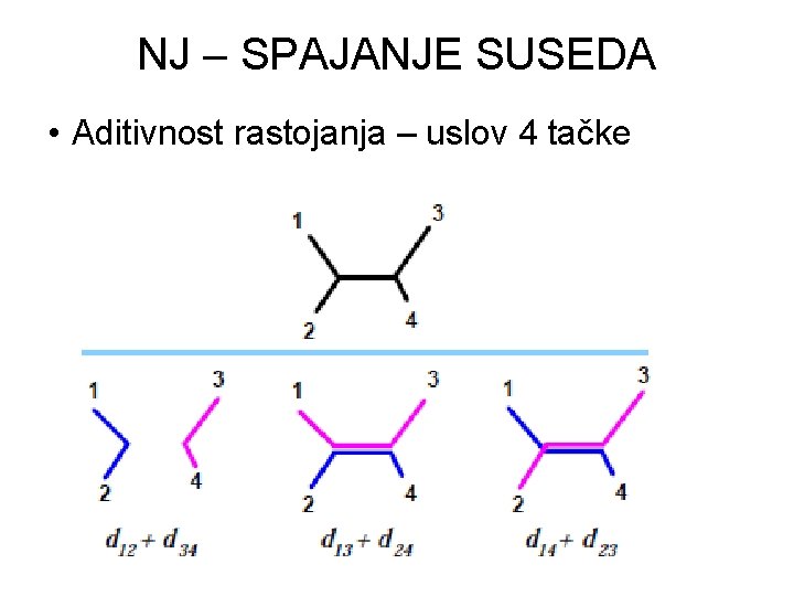 NJ – SPAJANJE SUSEDA • Aditivnost rastojanja – uslov 4 tačke 