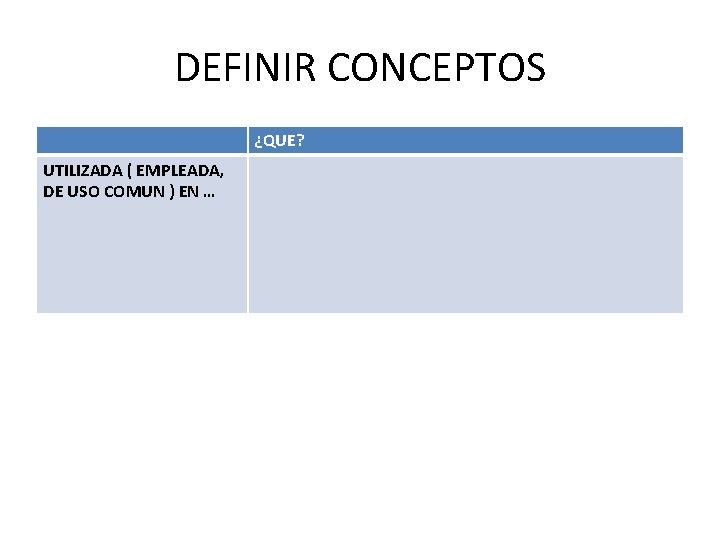 DEFINIR CONCEPTOS ¿QUE? UTILIZADA ( EMPLEADA, DE USO COMUN ) EN … 