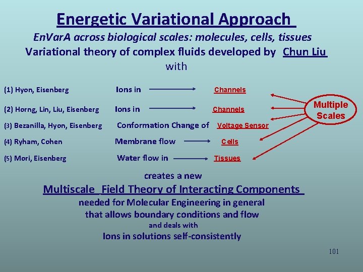 Energetic Variational Approach En. Var. A across biological scales: molecules, cells, tissues Variational theory Energetic Variational Approach En. Var. A across biological scales: molecules, cells, tissues Variational theory