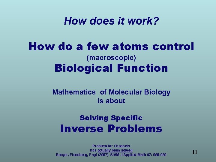 How does it work? How do a few atoms control (macroscopic) Biological Function Mathematics How does it work? How do a few atoms control (macroscopic) Biological Function Mathematics