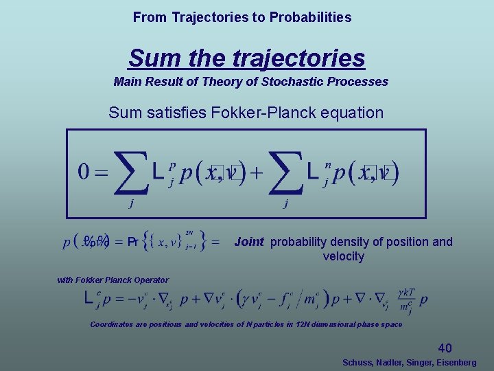 From Trajectories to Probabilities Sum the trajectories Main Result of Theory of Stochastic Processes From Trajectories to Probabilities Sum the trajectories Main Result of Theory of Stochastic Processes