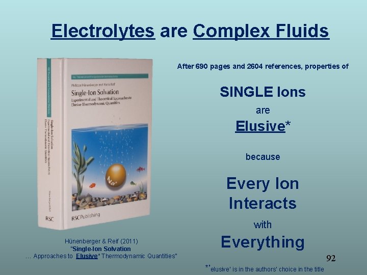 Electrolytes are Complex Fluids After 690 pages and 2604 references, properties of SINGLE Ions Electrolytes are Complex Fluids After 690 pages and 2604 references, properties of SINGLE Ions