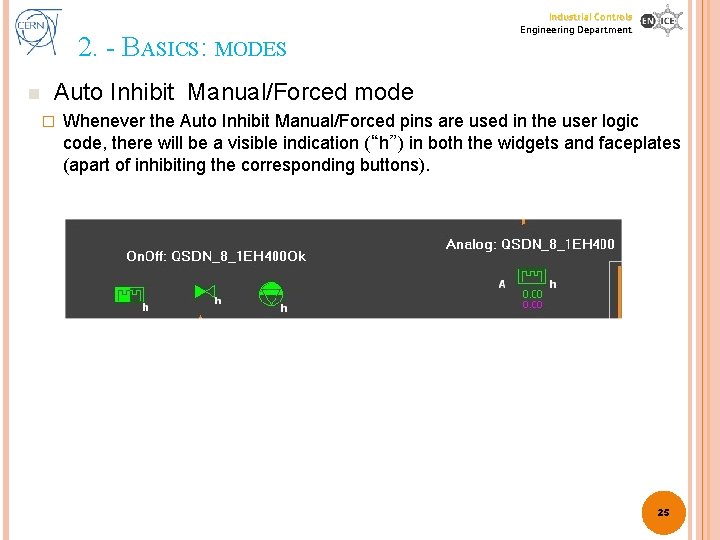 2. - BASICS: MODES n Industrial Controls Engineering Department Auto Inhibit Manual/Forced mode �