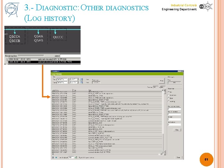 3. - DIAGNOSTIC: OTHER DIAGNOSTICS (LOG HISTORY) Industrial Controls Engineering Department 51 