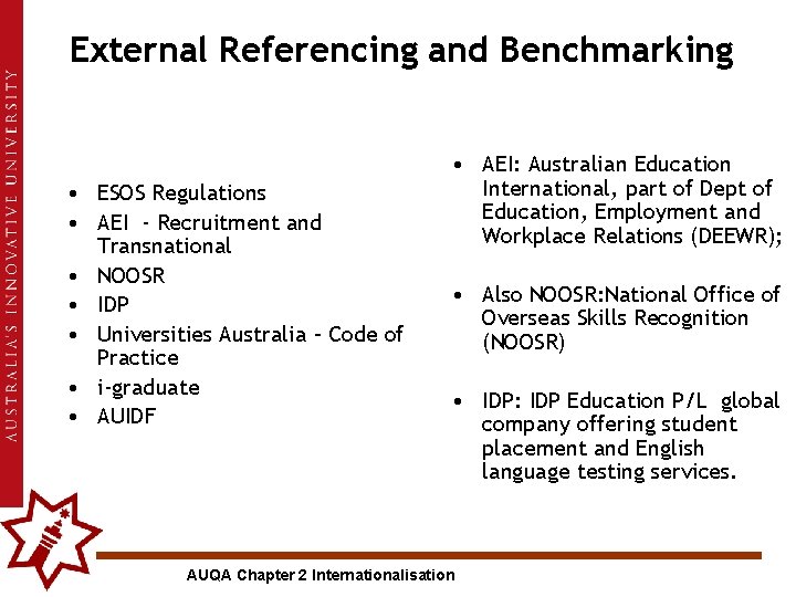 External Referencing and Benchmarking • ESOS Regulations • AEI - Recruitment and Transnational •