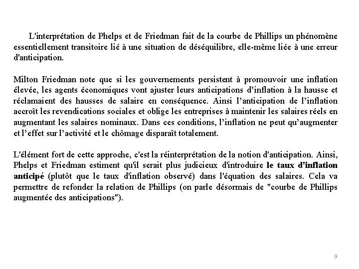  L'interprétation de Phelps et de Friedman fait de la courbe de Phillips un