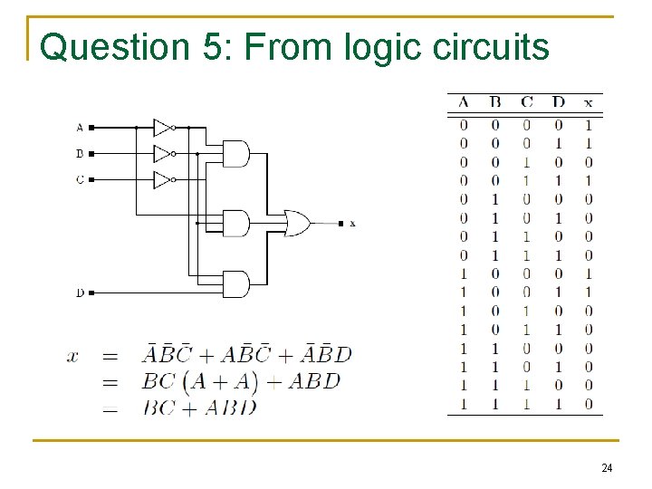 Question 5: From logic circuits 24 
