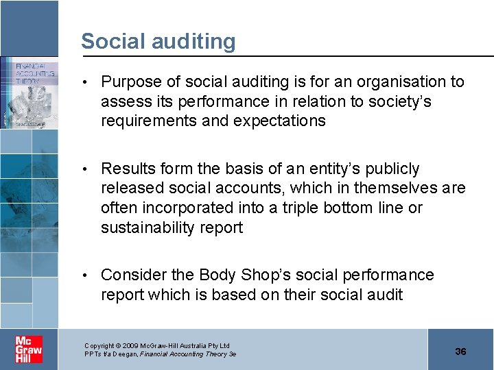 Social auditing • Purpose of social auditing is for an organisation to assess its