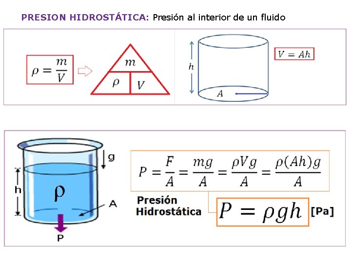 PRESION HIDROSTÁTICA: Presión al interior de un fluido 