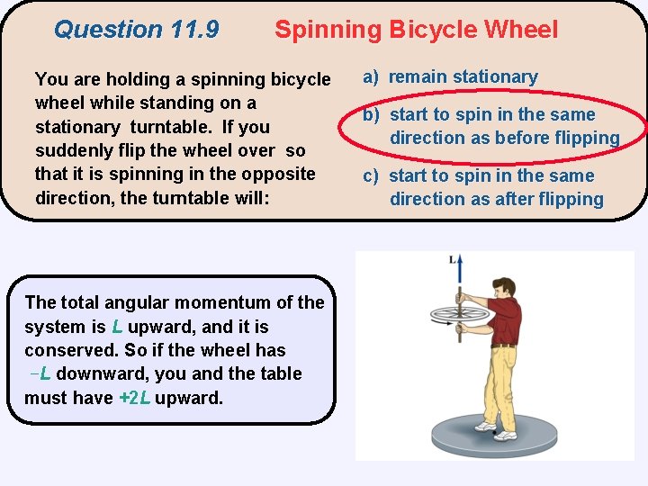 Question 11. 9 Spinning Bicycle Wheel You are holding a spinning bicycle wheel while