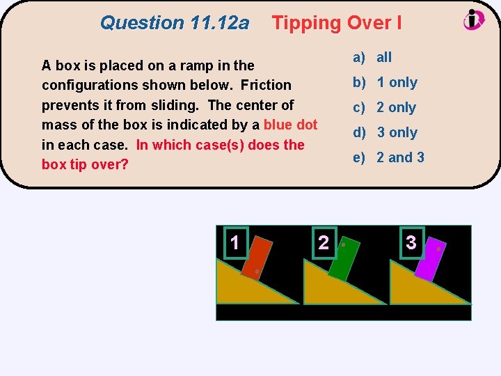 Question 11. 12 a Tipping Over I A box is placed on a ramp