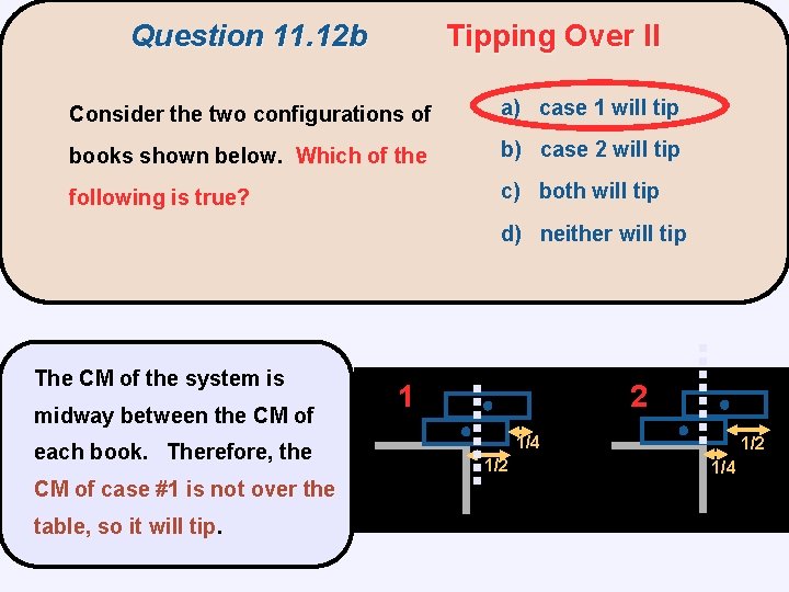 Question 11. 12 b Tipping Over II Consider the two configurations of a) case