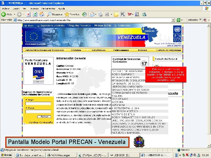 Pantalla Modelo Portal PRECAN - Venezuela 
