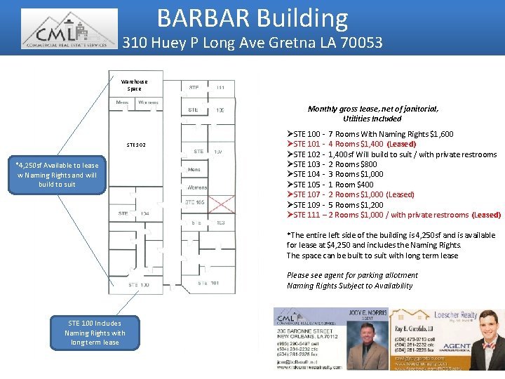 BARBAR Building 120 Northshore Blvd Slidell LA 70460 310 Huey P Long Ave Gretna