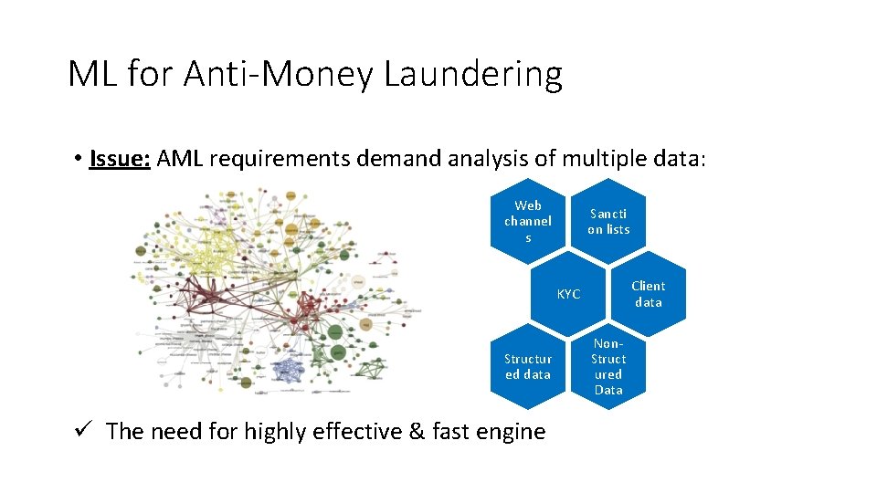 ML for Anti-Money Laundering • Issue: AML requirements demand analysis of multiple data: Web