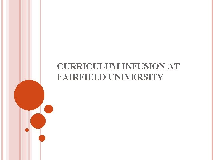 CURRICULUM INFUSION AT FAIRFIELD UNIVERSITY 