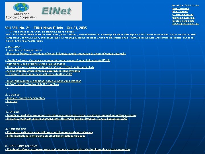 Newsbrief Quick Links • Most Emailed • Most Viewed • Current Newsbrief • Browse