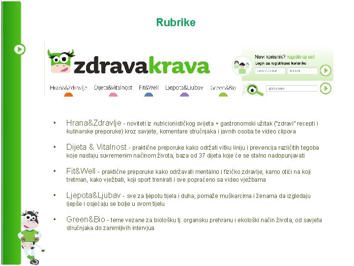 Rubrike • Hrana&Zdravlje - noviteti iz nutricionističkog svijeta + gastronomski užitak (“zdravi” recepti i