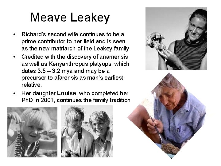 Meave Leakey • • • Richard’s second wife continues to be a prime contributor
