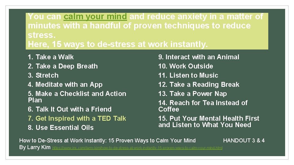 You can calm your mind and reduce anxiety in a matter of minutes with You can calm your mind and reduce anxiety in a matter of minutes with