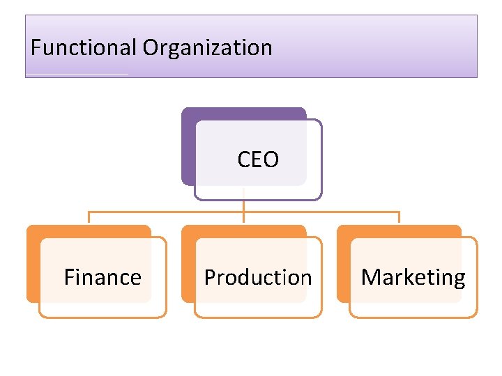 Functional Organization CEO Finance Production Marketing 