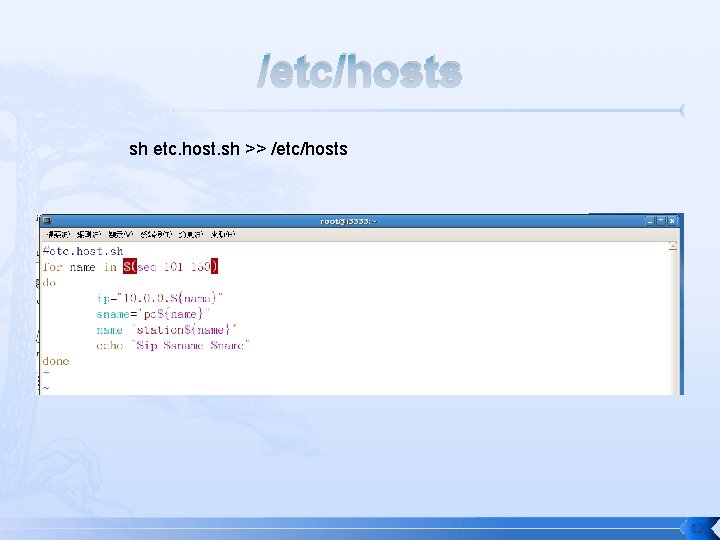/etc/hosts sh etc. host. sh >> /etc/hosts 12 