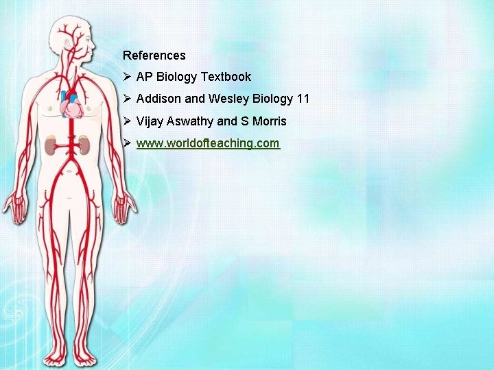 References Ø AP Biology Textbook Ø Addison and Wesley Biology 11 Ø Vijay Aswathy