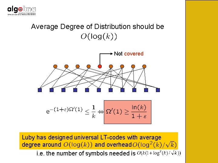 Average Degree of Distribution should be Not covered Luby has designed universal LT-codes with