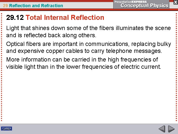 29 Reflection and Refraction 29. 12 Total Internal Reflection Light that shines down some