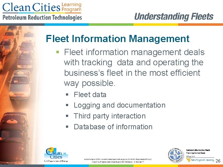 Fleet Information Management § Fleet information management deals with tracking data and operating the