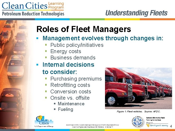Roles of Fleet Managers § Management evolves through changes in: § Public policy/initiatives §