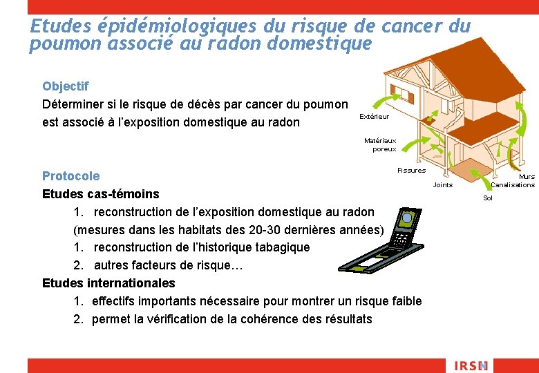 Etudes épidémiologiques du risque de cancer du poumon associé au radon domestique Objectif Déterminer