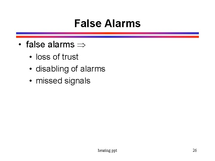 False Alarms • false alarms • loss of trust • disabling of alarms •